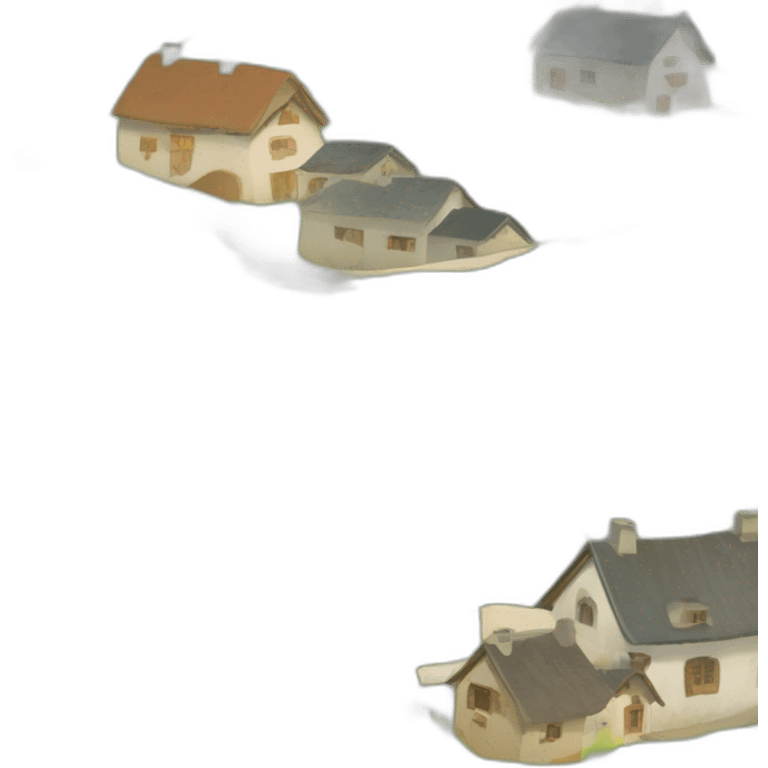 village avec une colline et le soleil en fond emoji