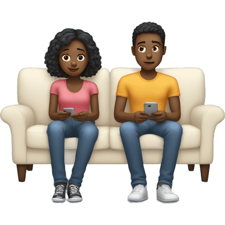 Boy and Girl laying on Couch watching on their phones  emoji