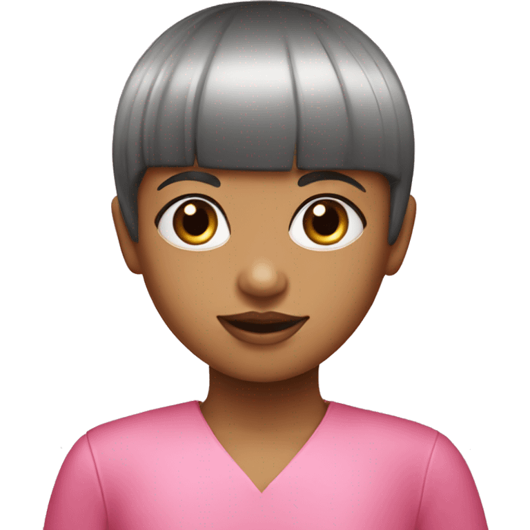 Girl with bowl cut and pink dress emoji