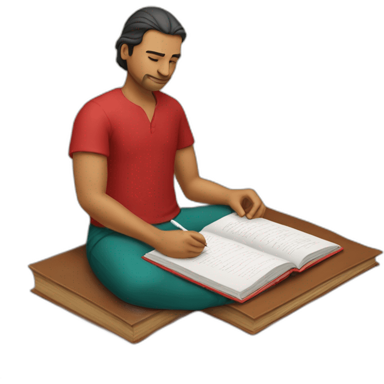 White indian Man writing in a book wearing red clothes emoji