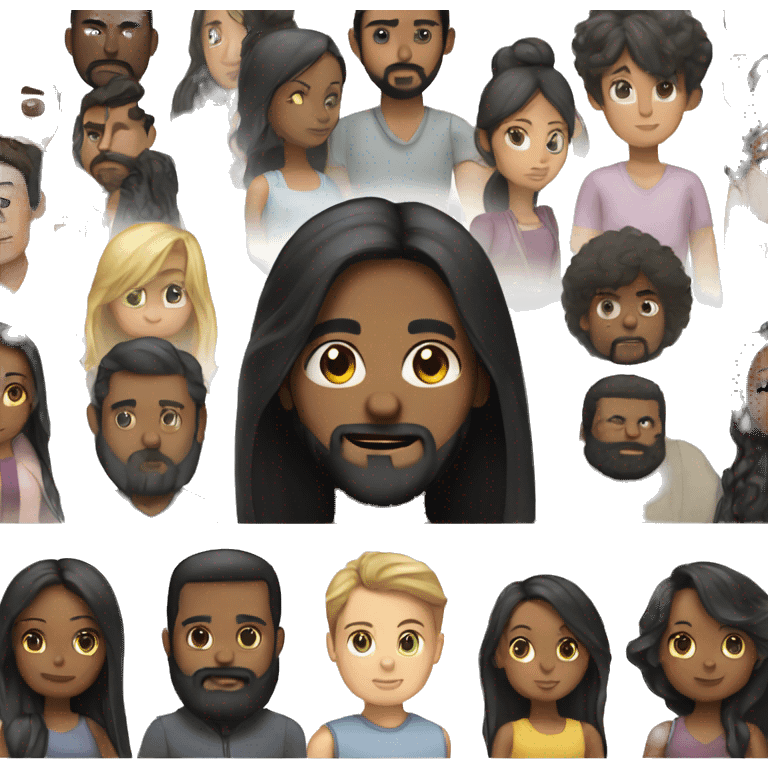 Black long hair girl with a man with black beard and a bit darker  emoji