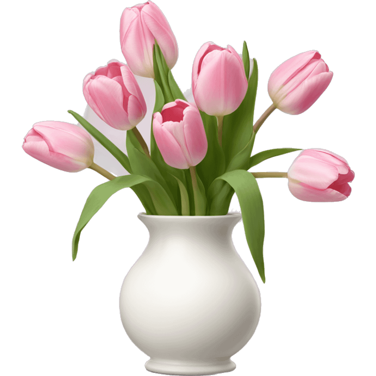 Light pink tulips in white vase emoji