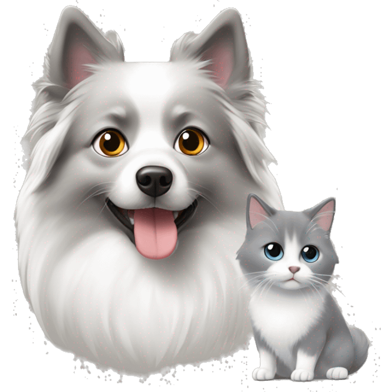 japanese spitz and grey small ragdoll  emoji