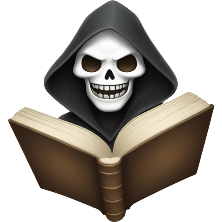 happy reaper face with book emoji