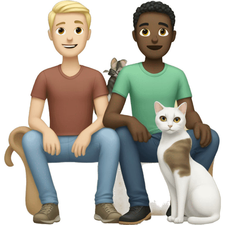 white gay couple with two cats emoji