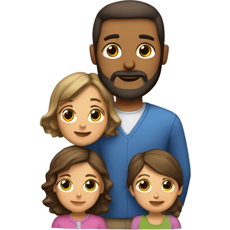 Padre con barba  y madre con dos hijas emoji