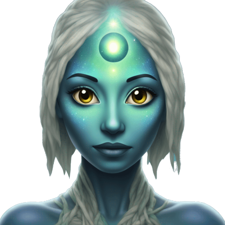 Pleiadian alien woman female third eye emoji