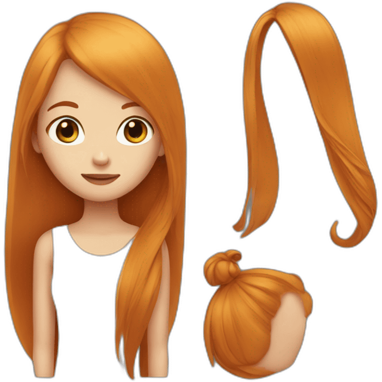 Cute Girl with long straight ginger hair emoji