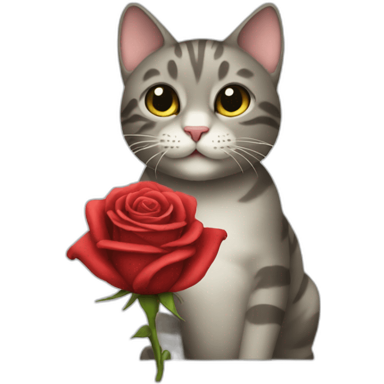 Cat holding a rose in its mouth emoji