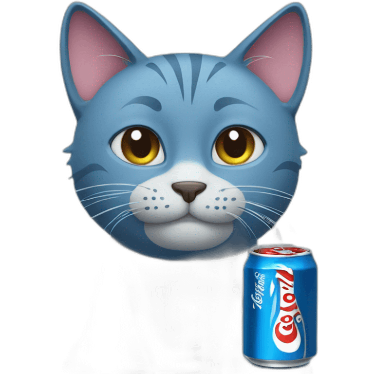 Blue Cat drinking coke emoji