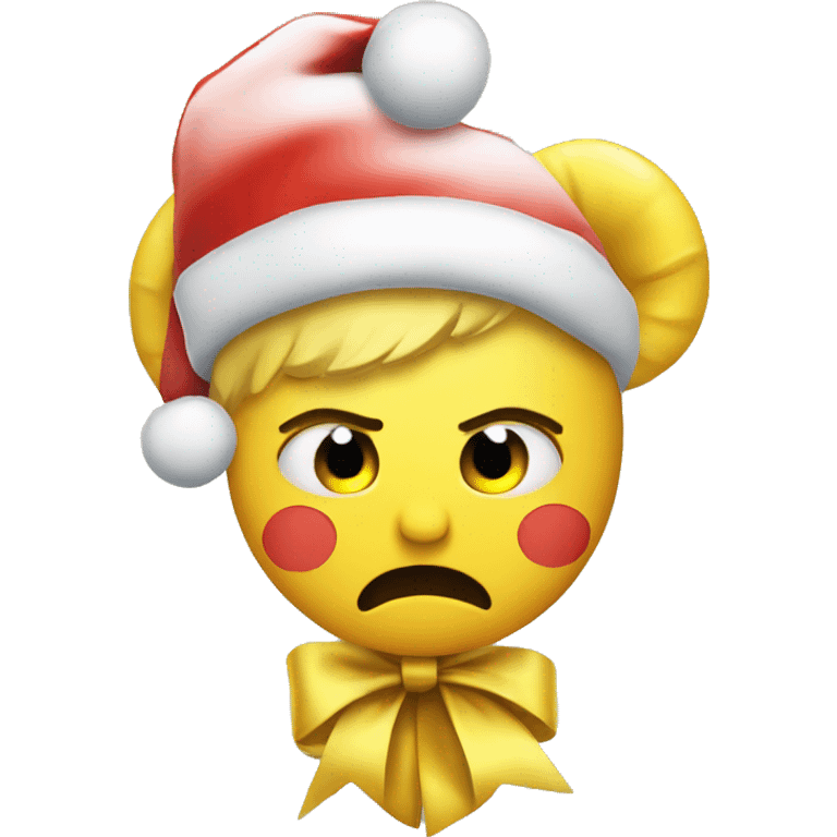 annoyed yellow with christmas bow emoji