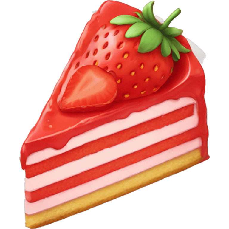 slice of strawberry cake with no dish emoji