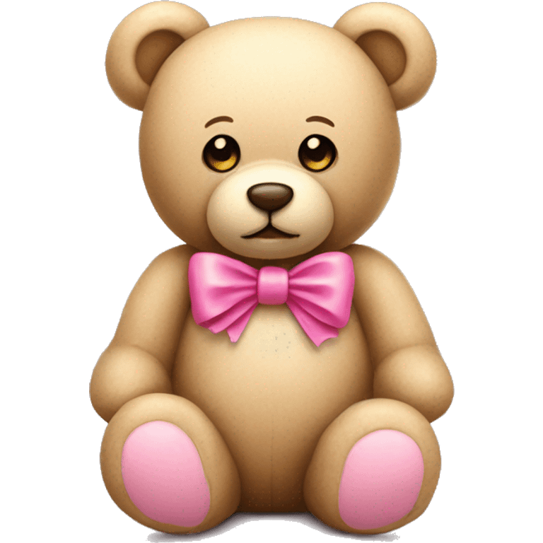 beige teddy bear with pink bow emoji