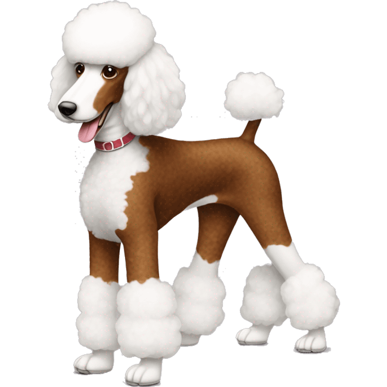 Red and white parti standard poodle full body emoji