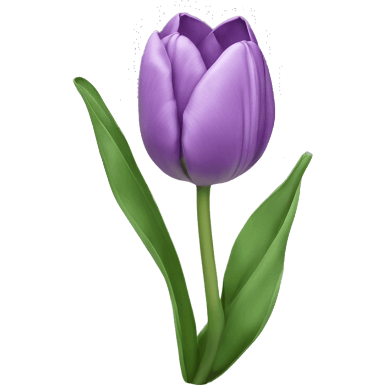 Lilac single tulip with leaves and stem emoji