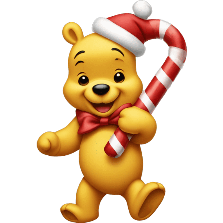 Winne the Pooh holding a candy cane  emoji