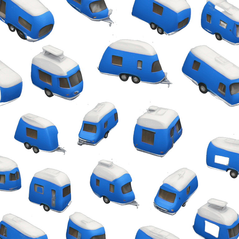 Realistic cobalt blue camping travel trailer isolated.  emoji