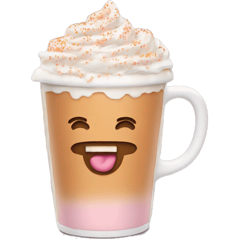 Light pink pumpkin latte with Sprinkling emoji