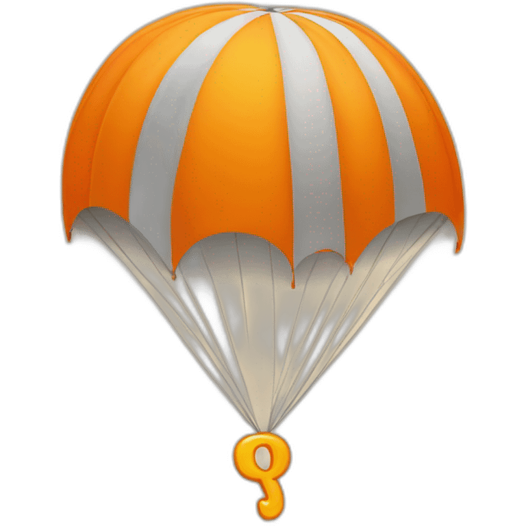 orange letter Q to which the parachute is attached emoji