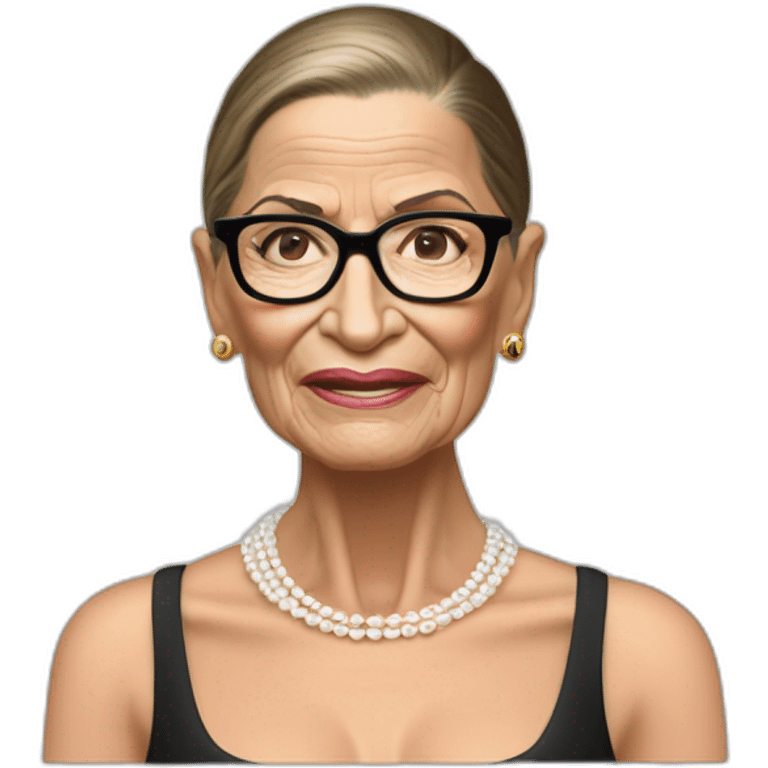 sexy ruth bader ginsburg wearing crotchless bikini bottoms bare chest (full body, ios17, sitting legs apart) emoji