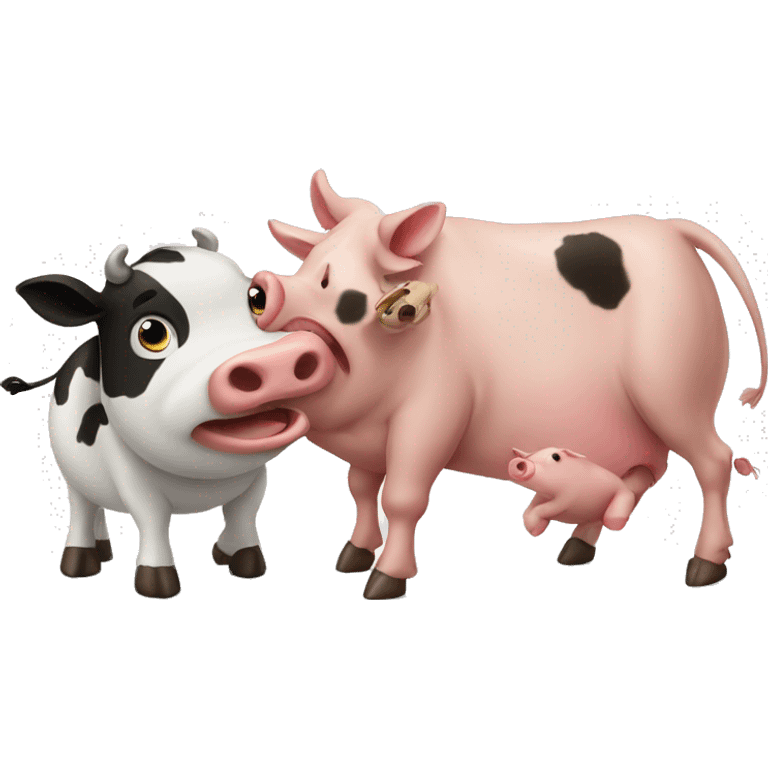 Cow fighting pig  emoji