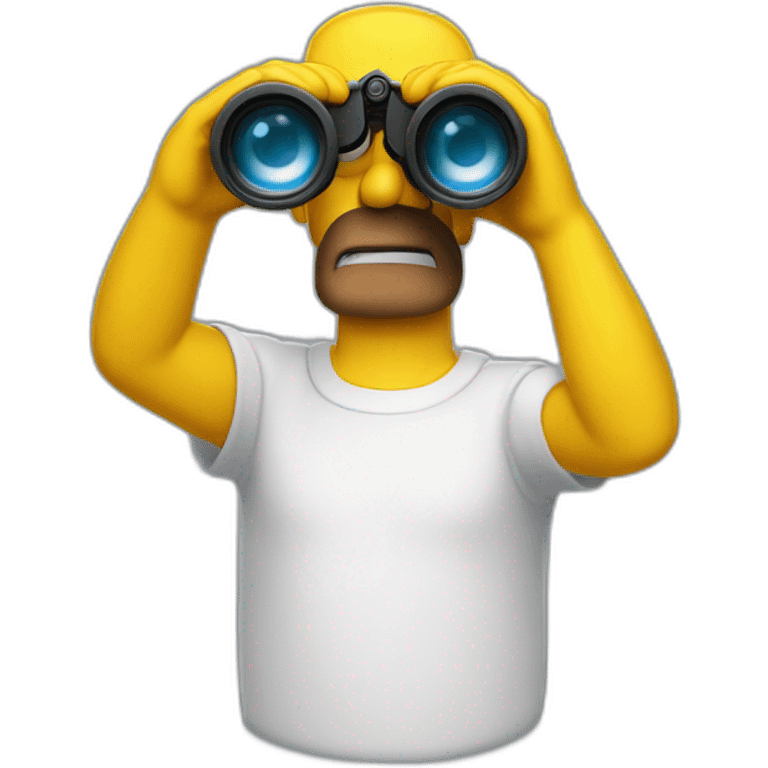 homer's eyes troubleshooting with binoculars emoji