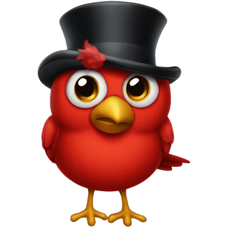 Red bird with a top hat emoji