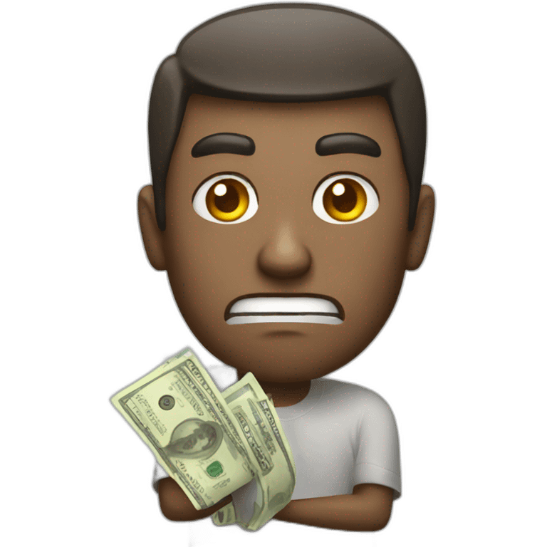 Angry man with money emoji