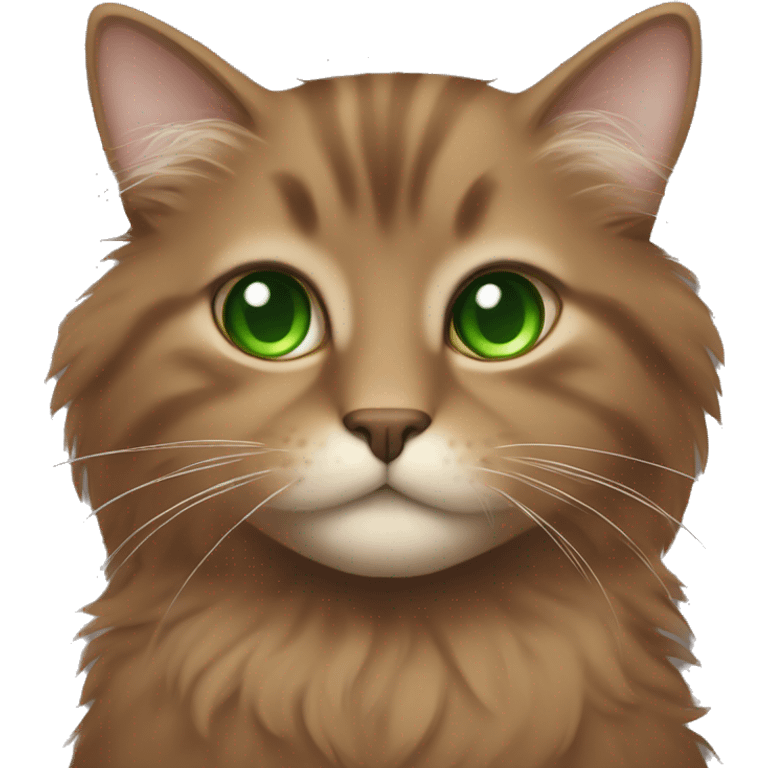 Brown fluffy cat with green eyes It's worth emoji