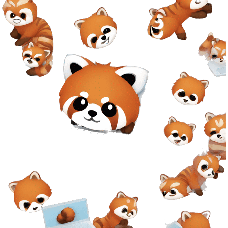 mess cute  Red panda coding on a laptop emoji