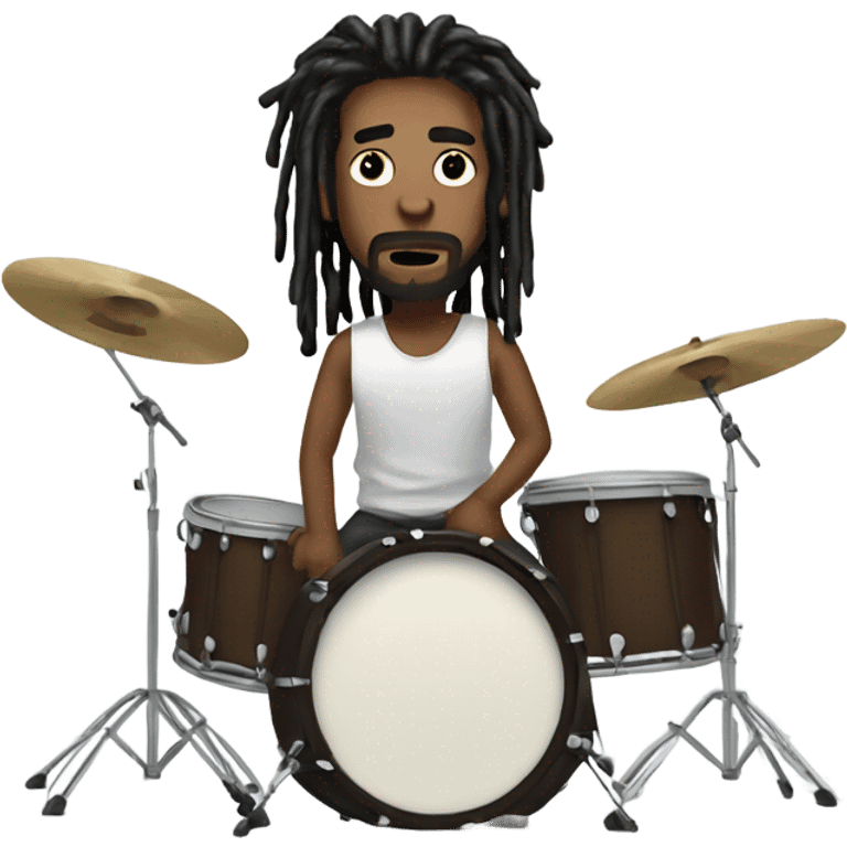 Create a dude with dreads sitting on drums emoji