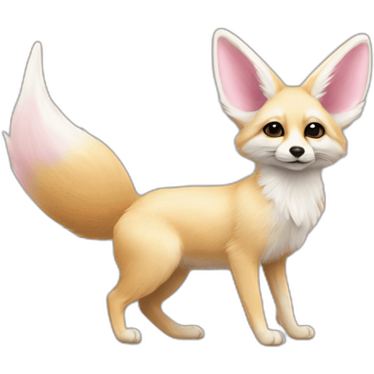 Un fennec blanc et un noeud papillon rose emoji