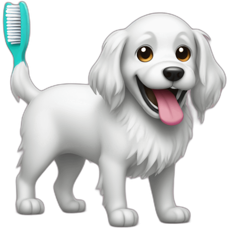 dog and toothbrush and the side emoji