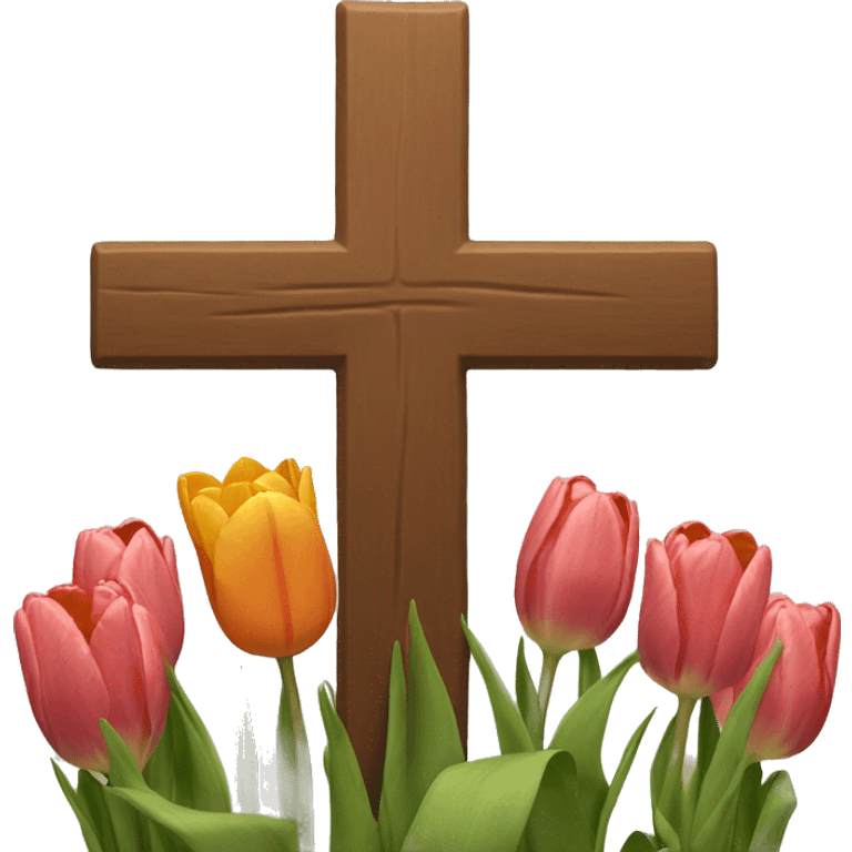 brown cross with tulips at base  emoji