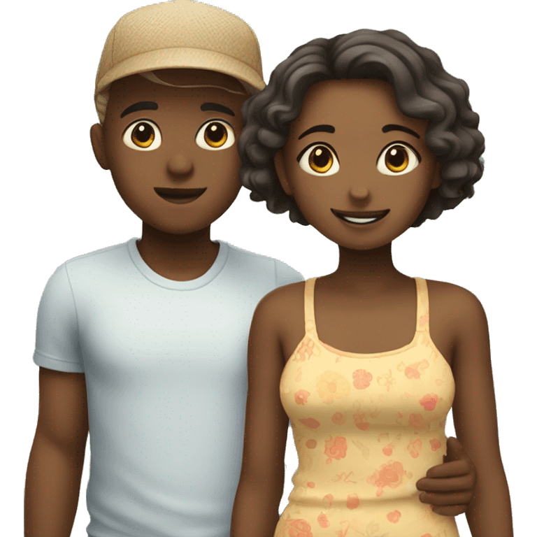 girl and boy in summer emoji