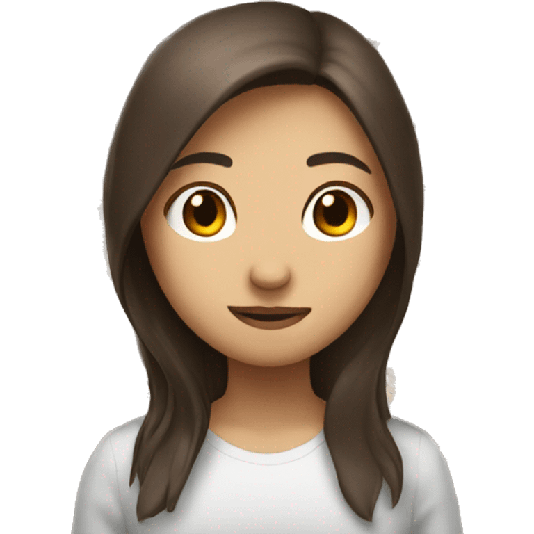 Brown haird asian girl with brown haired white guy emoji