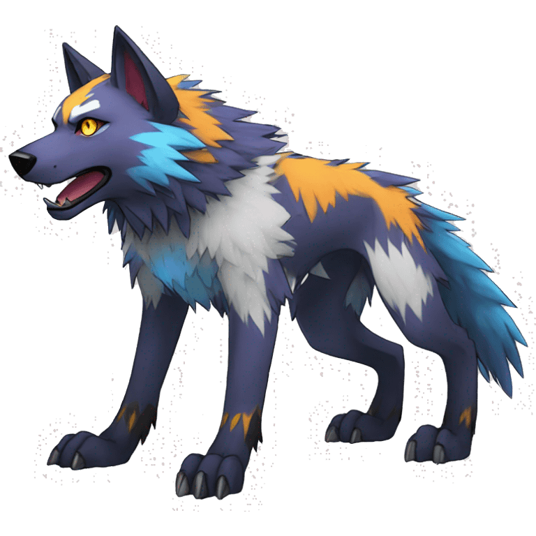 Edgy Colorful Digimon-Fakemon-Wolf with edgy markings full body emoji