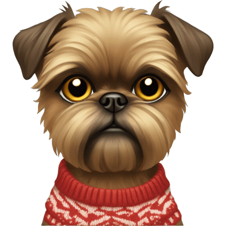 Short hair Brussels griffon dog in sweater emoji