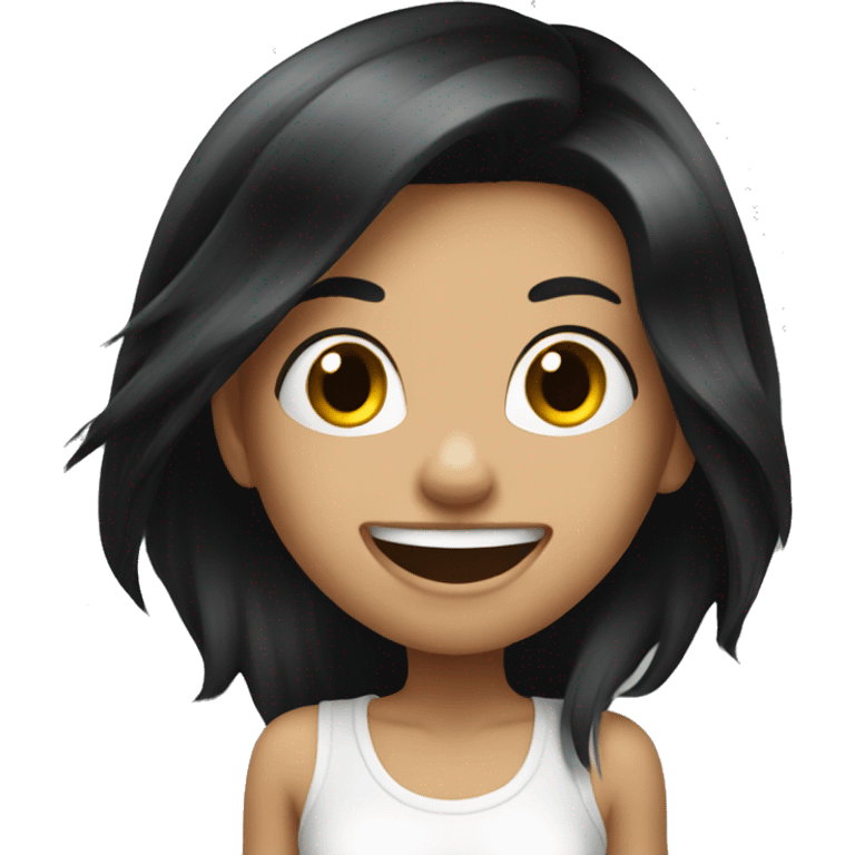 Super excited tattooed girl with black long hair emoji