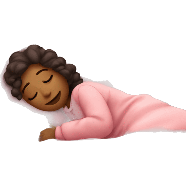 Lady sleeping in pink cozy bed emoji