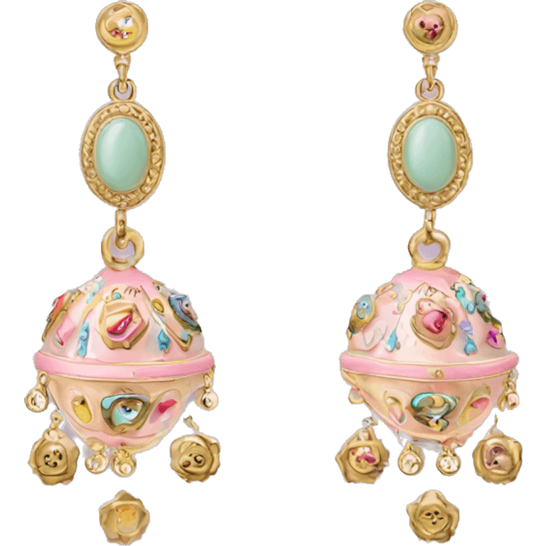 Dolce and Gabbana earrings with colourful pastel ornament print and golden detais  emoji