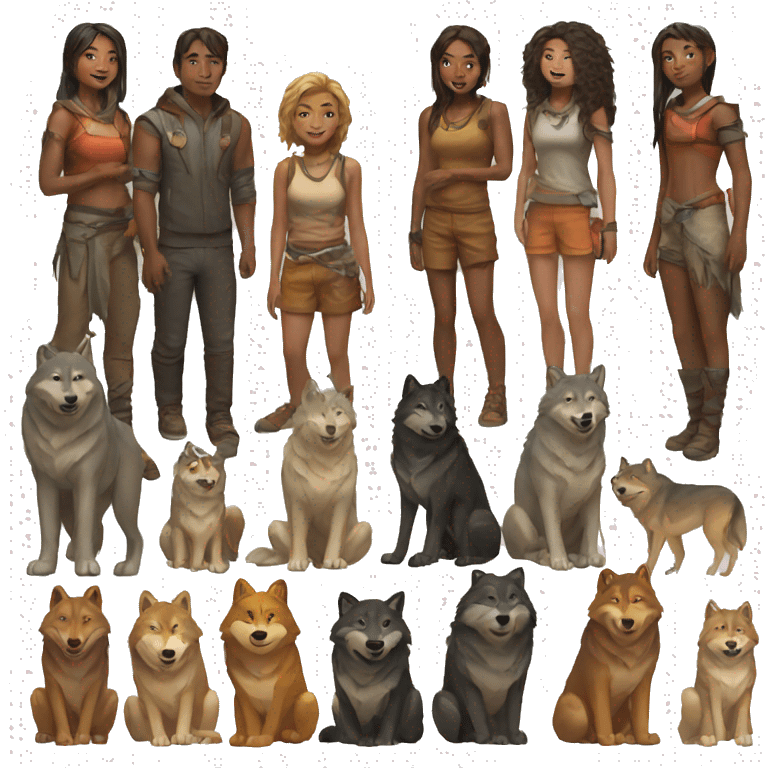 humans and wolves emoji