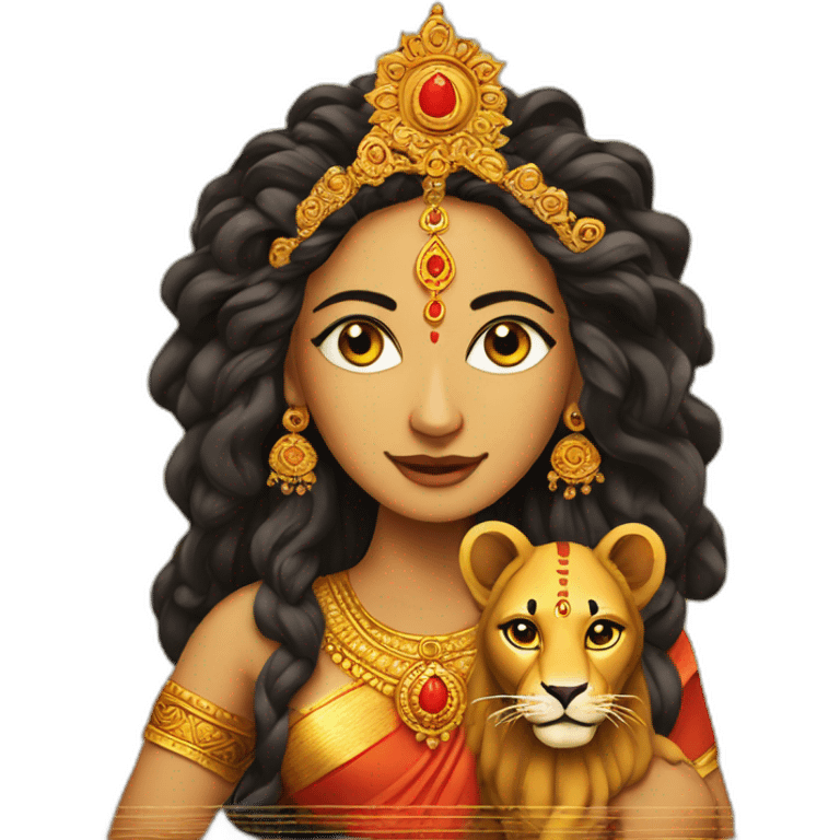 Durga mata  with lion emoji