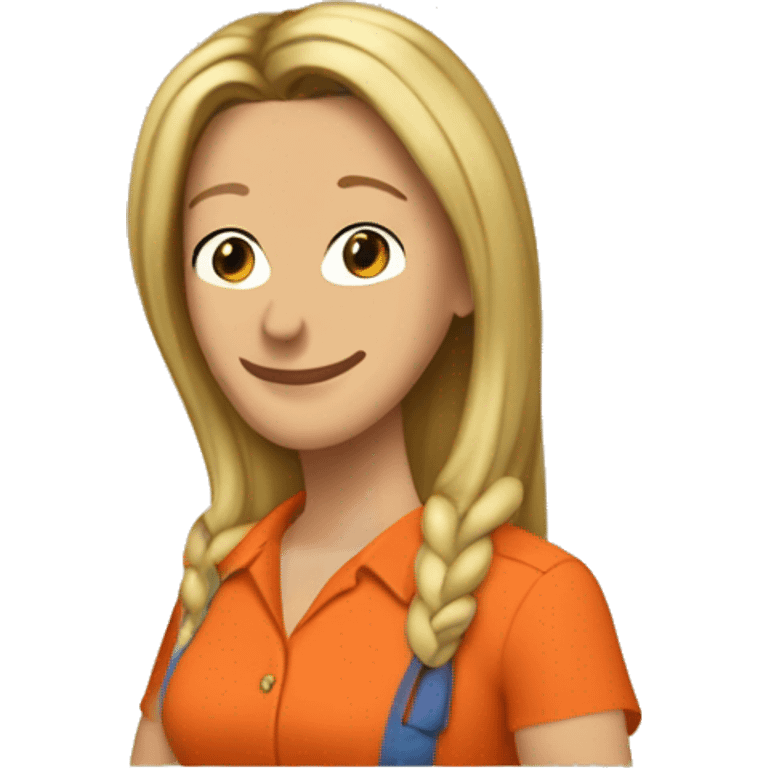 Phoebe Buffay from Friends wearing an orange shirr emoji