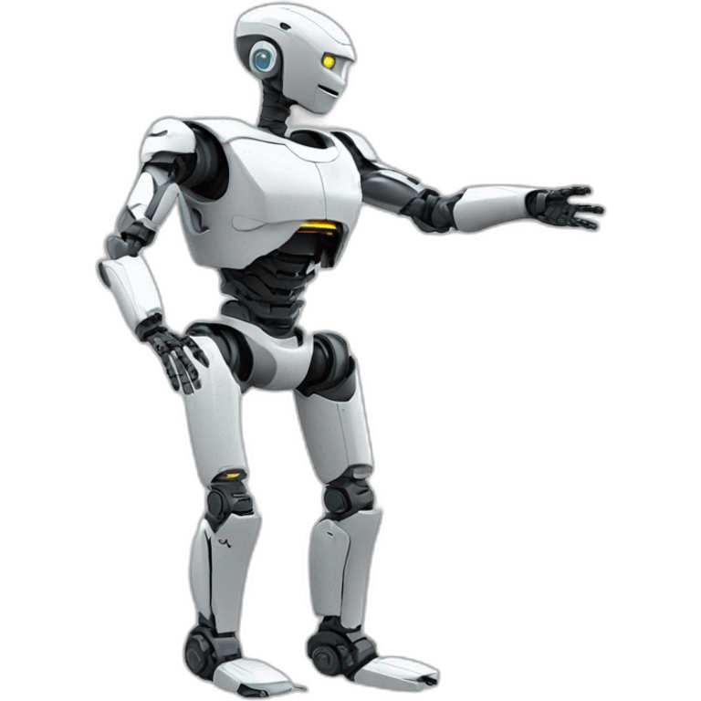 robot stretch left hand, chest Shot, lateral view emoji