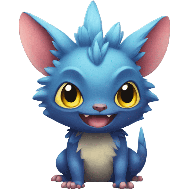 Colorful cute adorable cool furry anthropomorphic painted Fakémon-Pokémon-Trico-Vernid-creature emoji