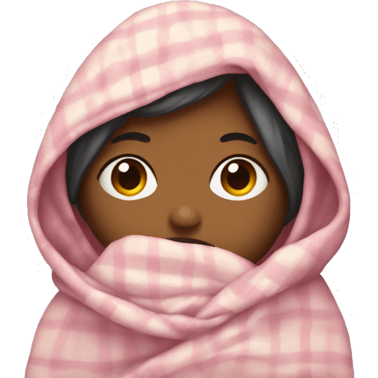 girl wrapped in a blanket with mug emoji