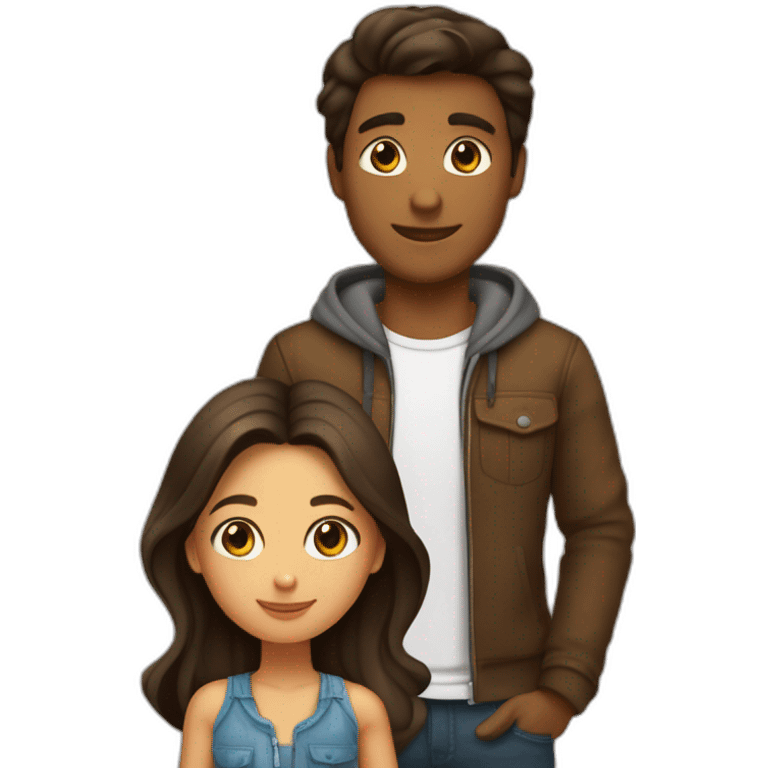 Une fille brune et un garçon brun qui sont amoureux emoji