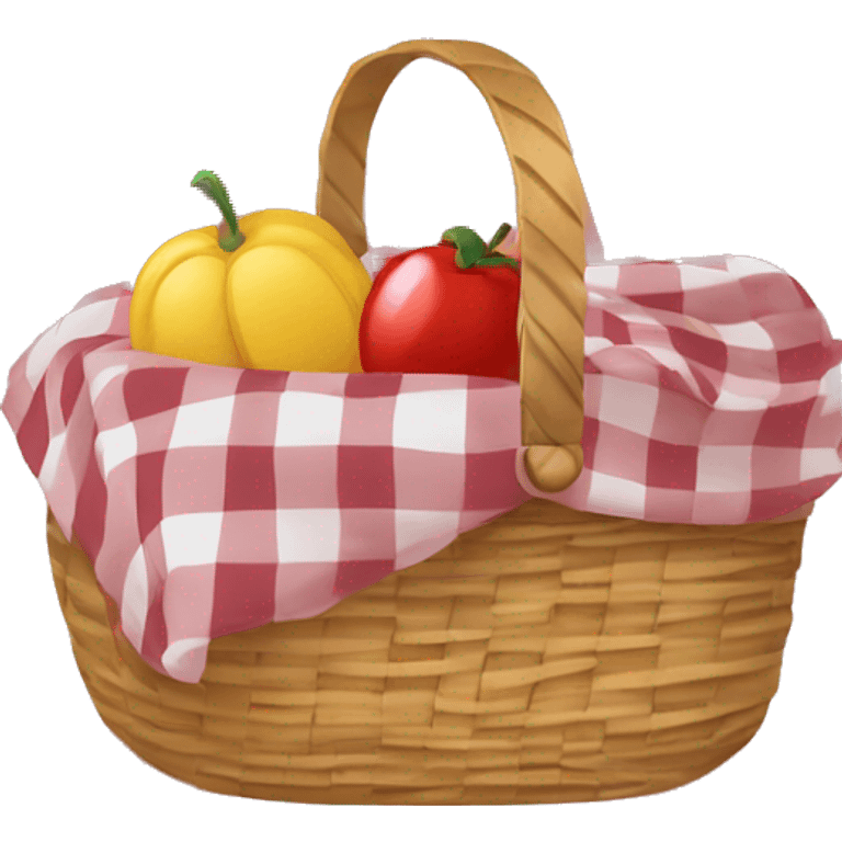 Gingham blanket and picnic basket  emoji