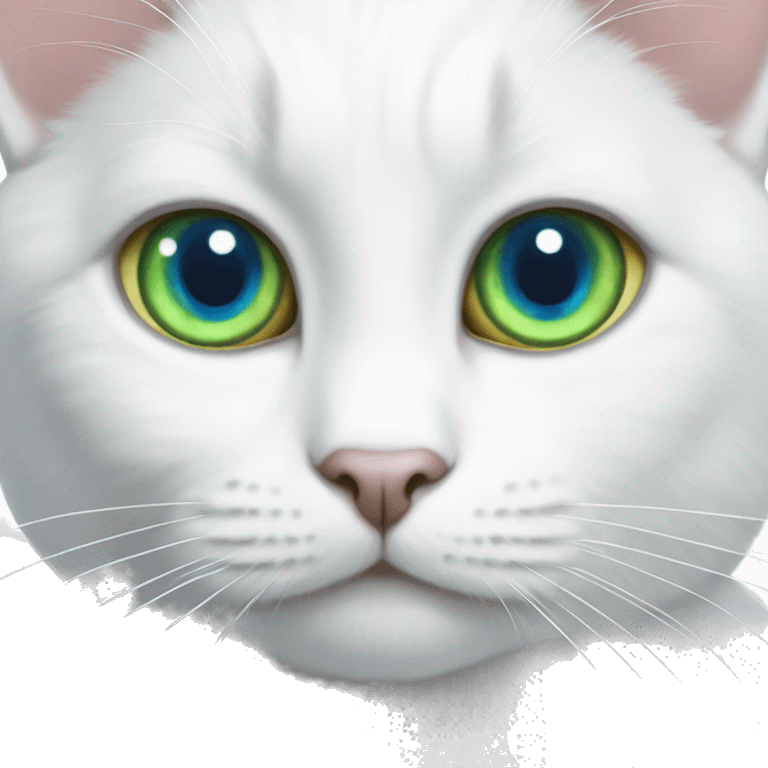 White cat with blue And green heterochromia emoji